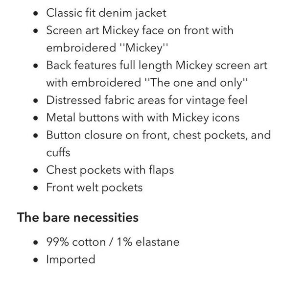 Disney Parks‎ Mickey Mouse Denim Jean Jacket THE ONE AND ONLY XXL - Picture 10 of 10